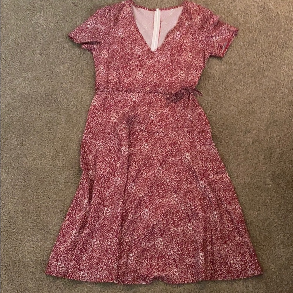 Red midi dress with pattern
